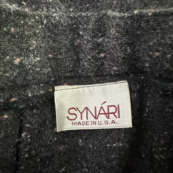 Synari Womens Vintage 80s Pleated Wool Pants Size 9 Gray Tweed Academia Tapered - Picture 6 of 12